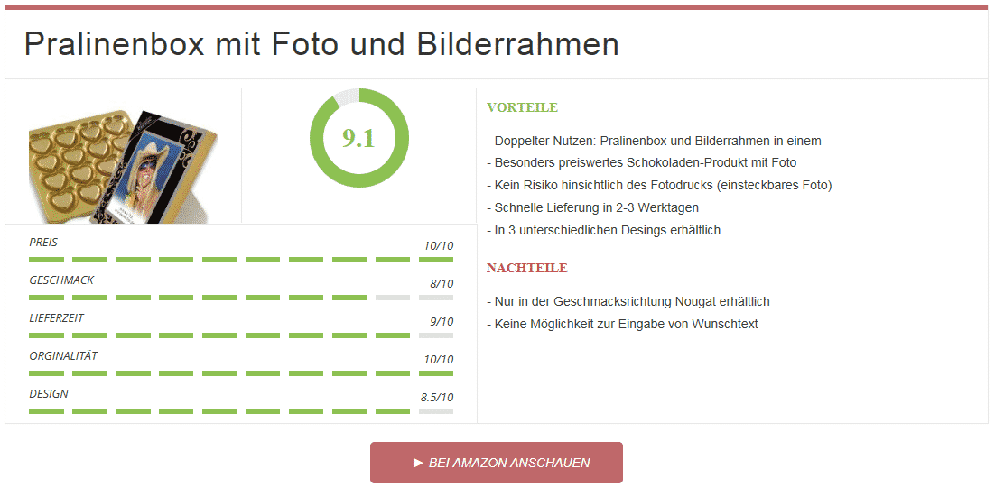 Schokolade mit Foto - Pralinenbox Bilderrahmen